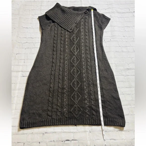 Calvin Klein Brown Size Large L Cable Knit Short Sleeve Sweater Dress - Picture 9 of 11